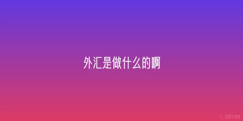 外汇是做什么的啊